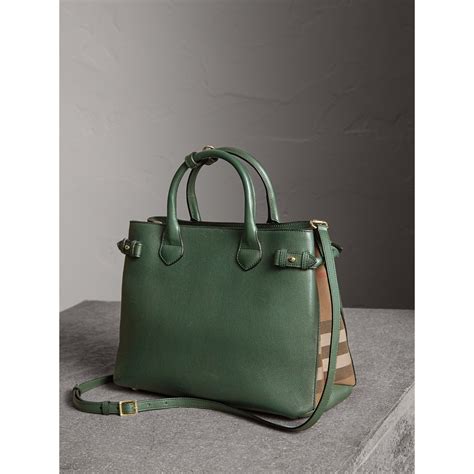 A Burberry The Medium Banner Leather House Check Handbag